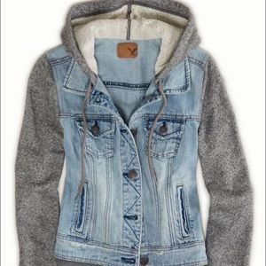Super cute sweatshirt jean jacket